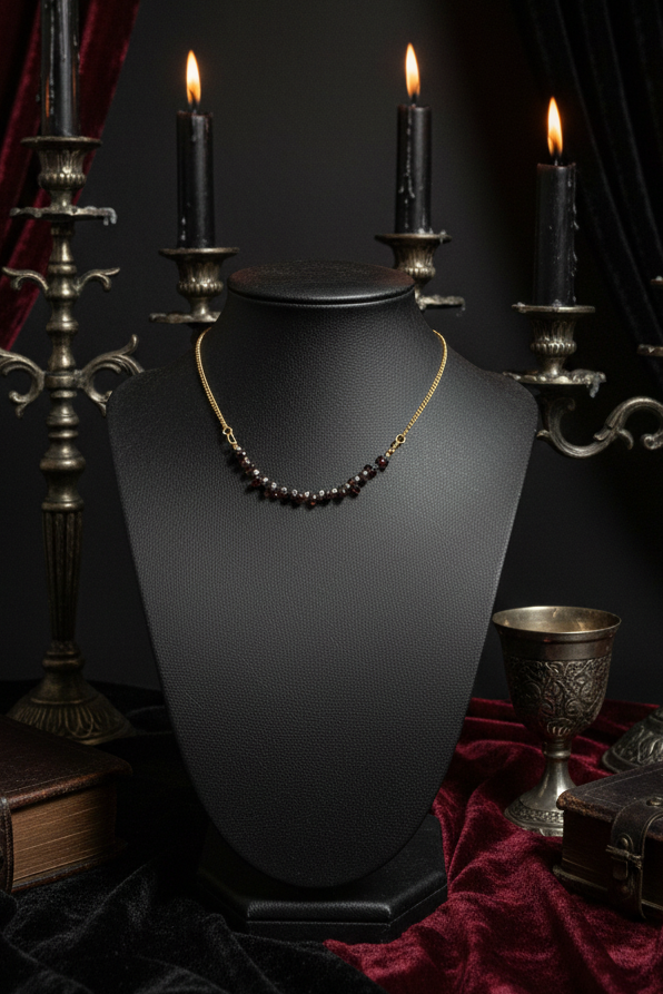 Red Alchemist - Filigrane Kette mit Granat (Upcycling)