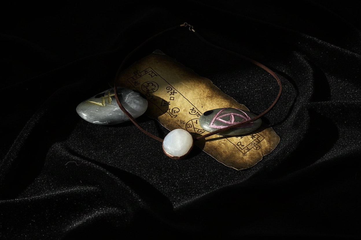 Atem der Stille - Handgefertigtes Speckstein-Amulett in rustikalem Kupfer - Erdender Begleiter